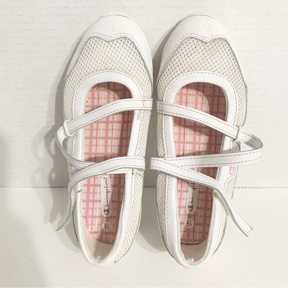 Champion White Leather and Mesh Slip On Strappy Sneakers Velcro Closure Sporty - Picture 4 of 12